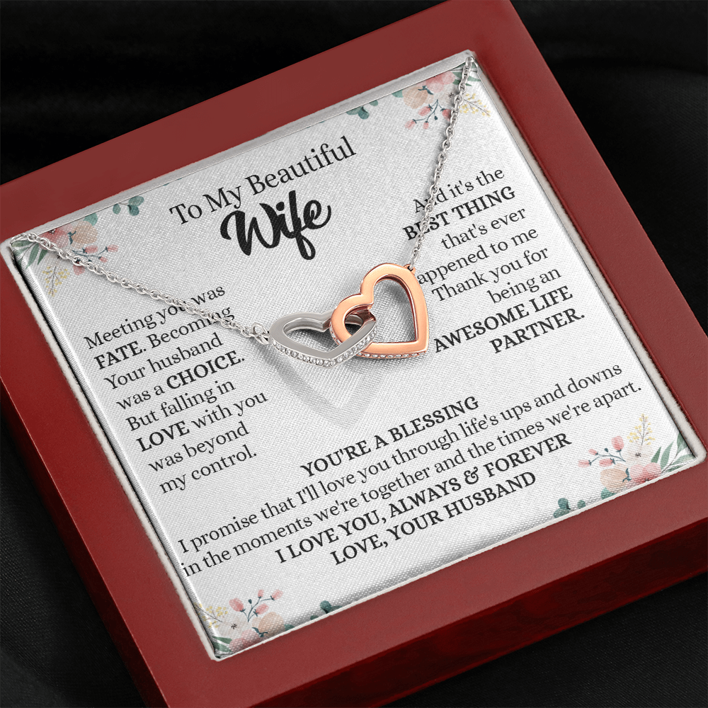 201D To my Beautiful Wife, Wife Necklace Gift from Husband, Valentine's Day Necklace