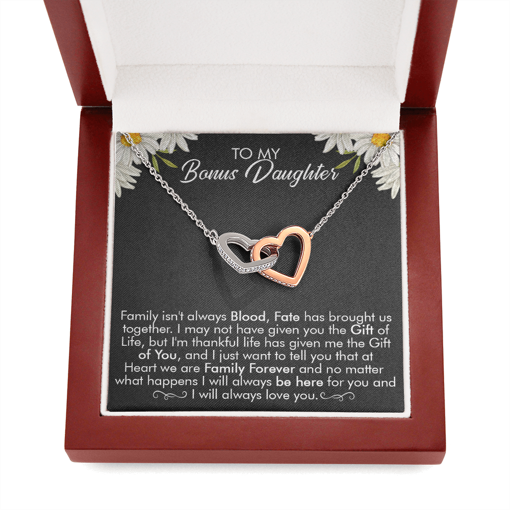 16D Necklace To My Bonus Daughter, Necklace Gift for Daughter/Her, Gift From Dad Mom