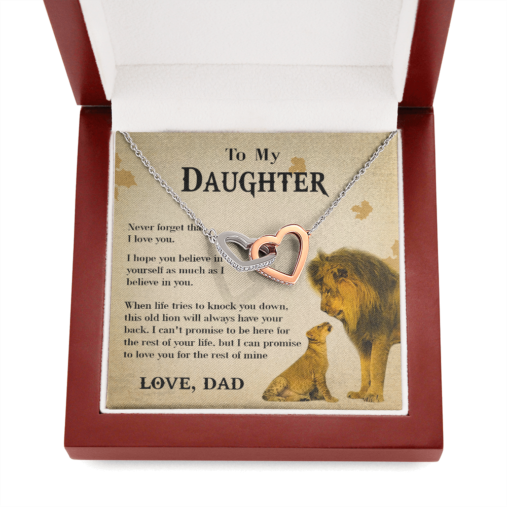 127D Necklace To My Daughter Lion, Daughter Birthday Gift, Lion Dad Necklace Gift