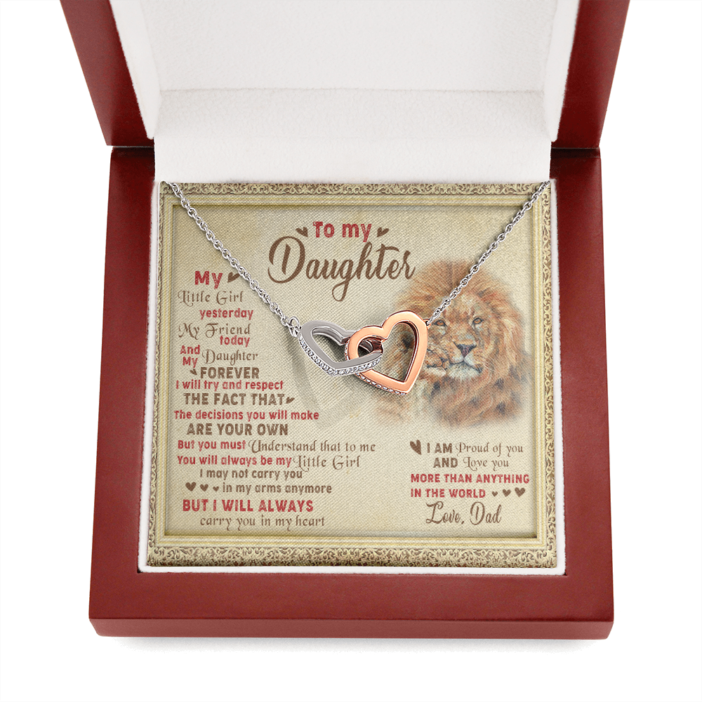 143D Necklace To My Daughter Lion, I Love Daughter Lion Dad Gift, Perfect Birth Gift