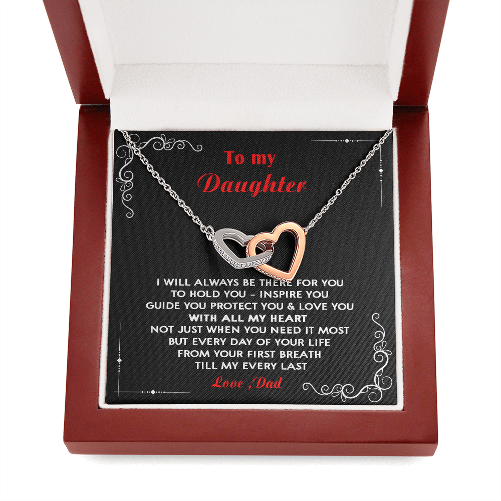N351D To My Daughter Love Dad - Father and Daughter Necklace Heart Gift from Daddy