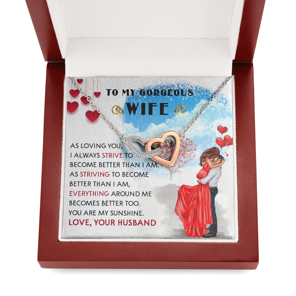 252D Necklace To My Gorgeous Wife, Love Gift for Her From Husband, Couple Necklace