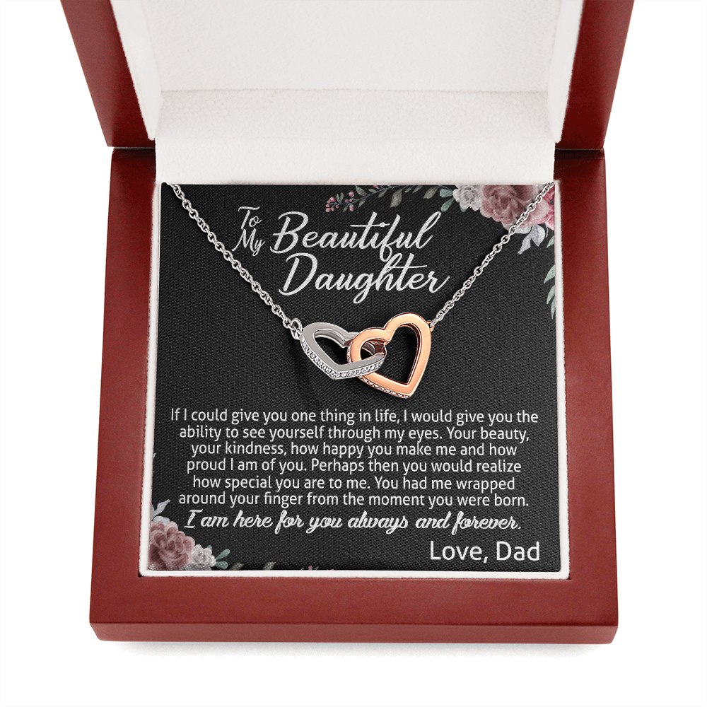To My Daughter Interlocking Hearts Necklace Gift For Daughter From Dad 474