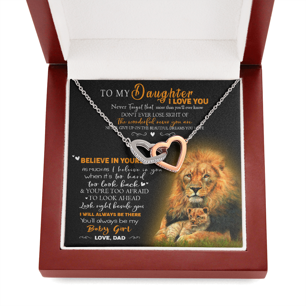 8D To My Daughter Necklace, Gift for Her/Women, Love You Daughter Lion Dad Necklace