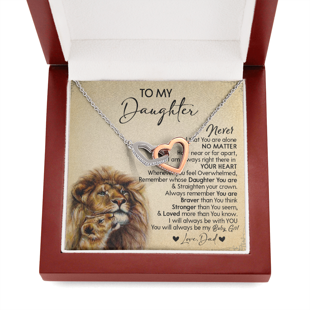 128D Necklace To My Daughter, Gift for Daughter, Birthday Gift, Lion Dad Necklace