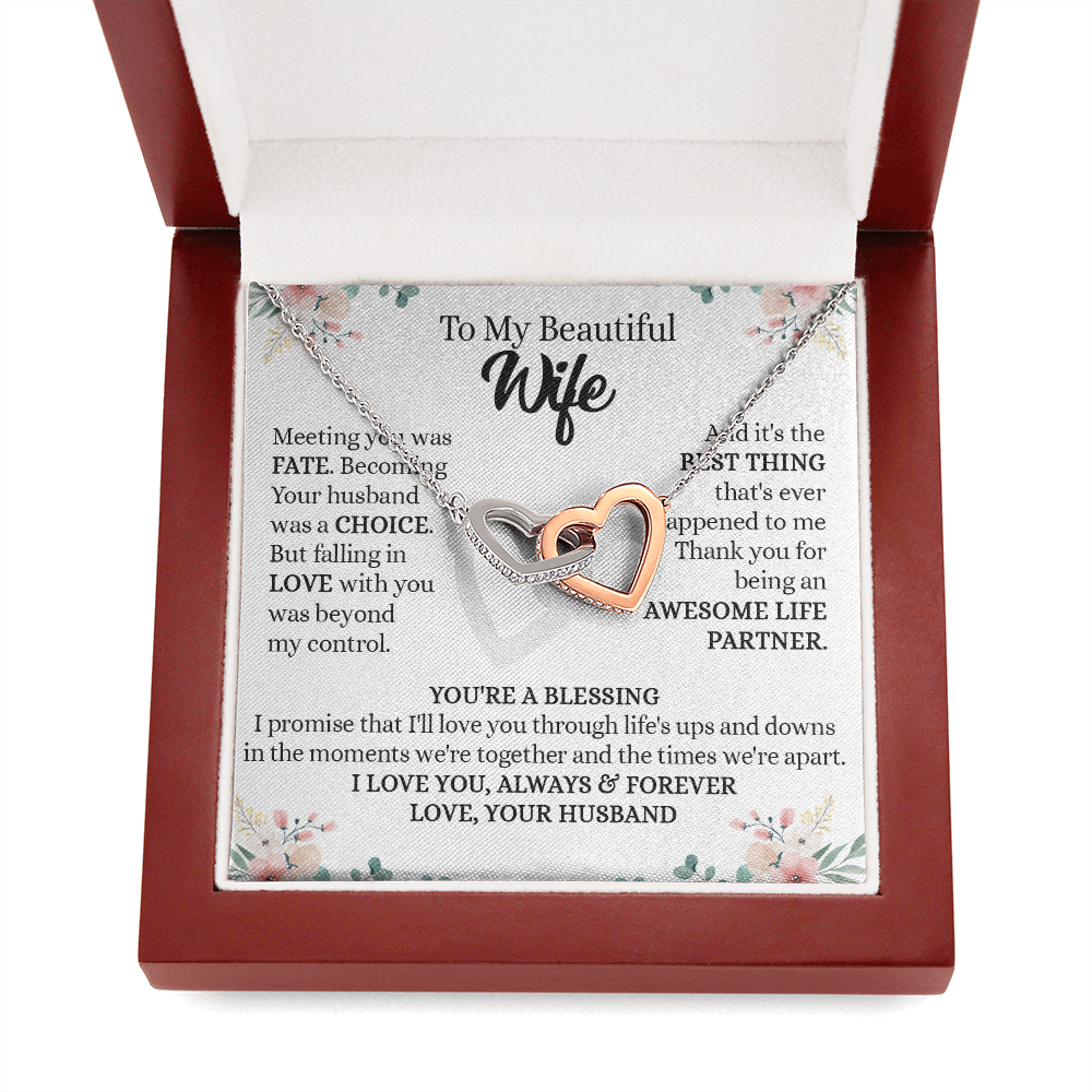 201D To my Beautiful Wife, Wife Necklace Gift from Husband, Valentine's Day Necklace