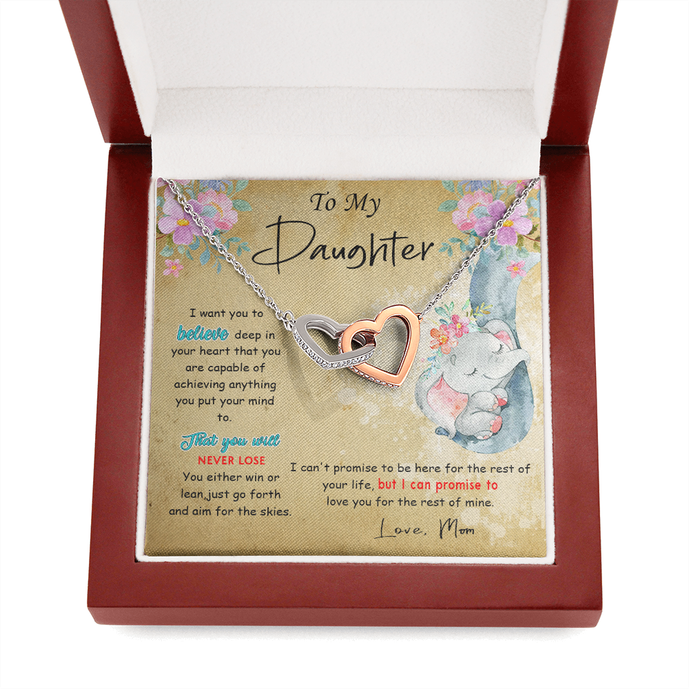 139D To My Daughter Necklace, Perfect Gift for Daughter From Elephant Mom, I Love You