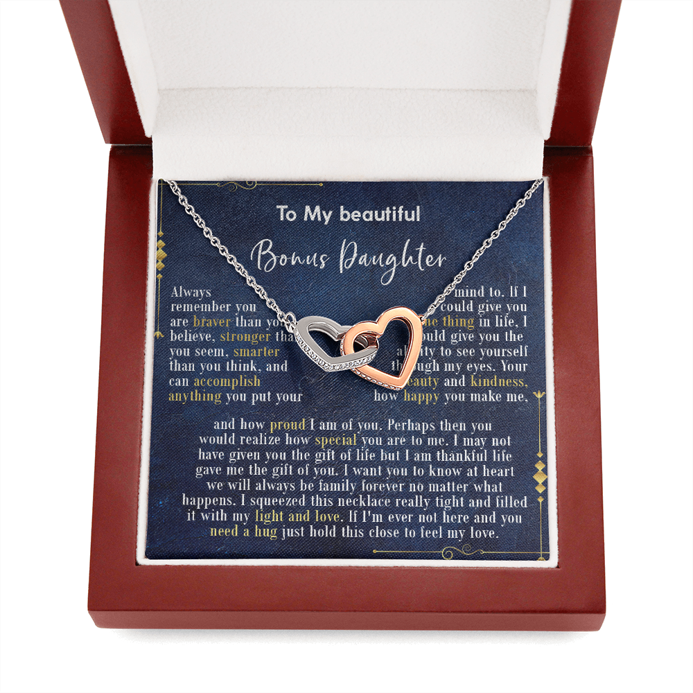 126D Necklace To My Beautiful Bonus Daughter, Daughter Birthday Gift, I Love Daughter