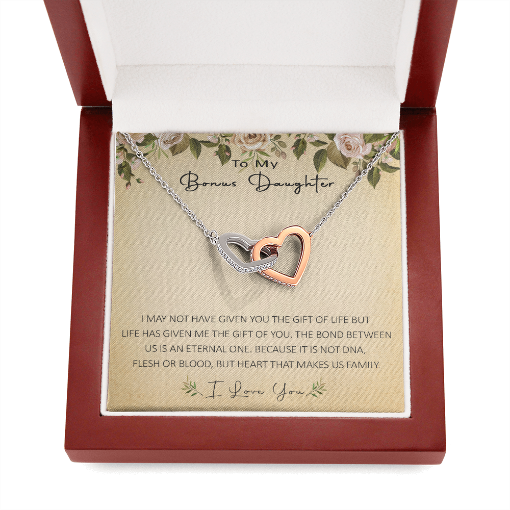 N367D To My Bonus Daughter Unique Gift Forever Love Heart Necklace for Step Daughter