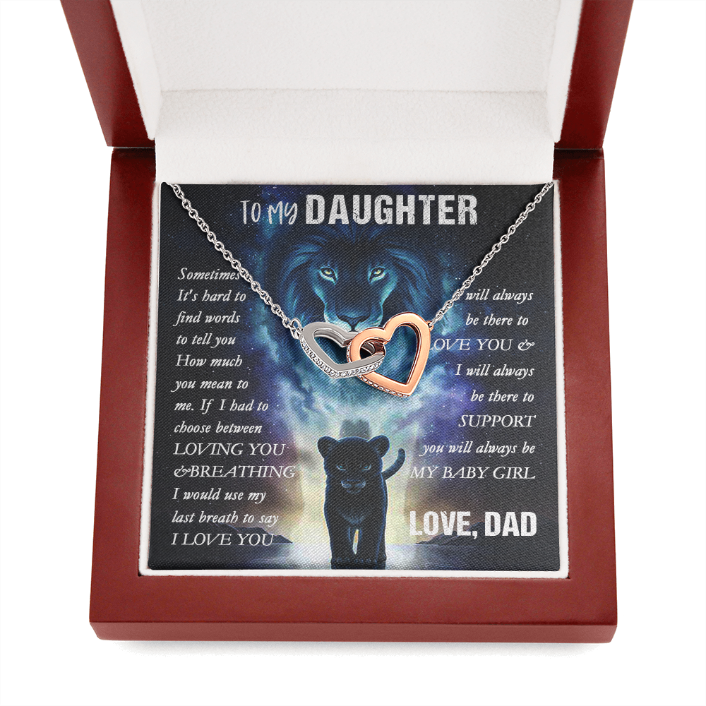 14D To my Lion Daughter Necklace, Lion Dad Gift for Daughter, My Baby Girl Necklace