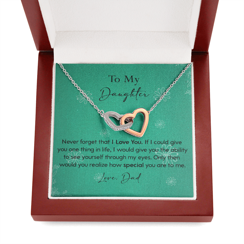 120D Necklace To My Daughter Gift From Dad, Never Forget That I LOVE YOU, Birth Gift
