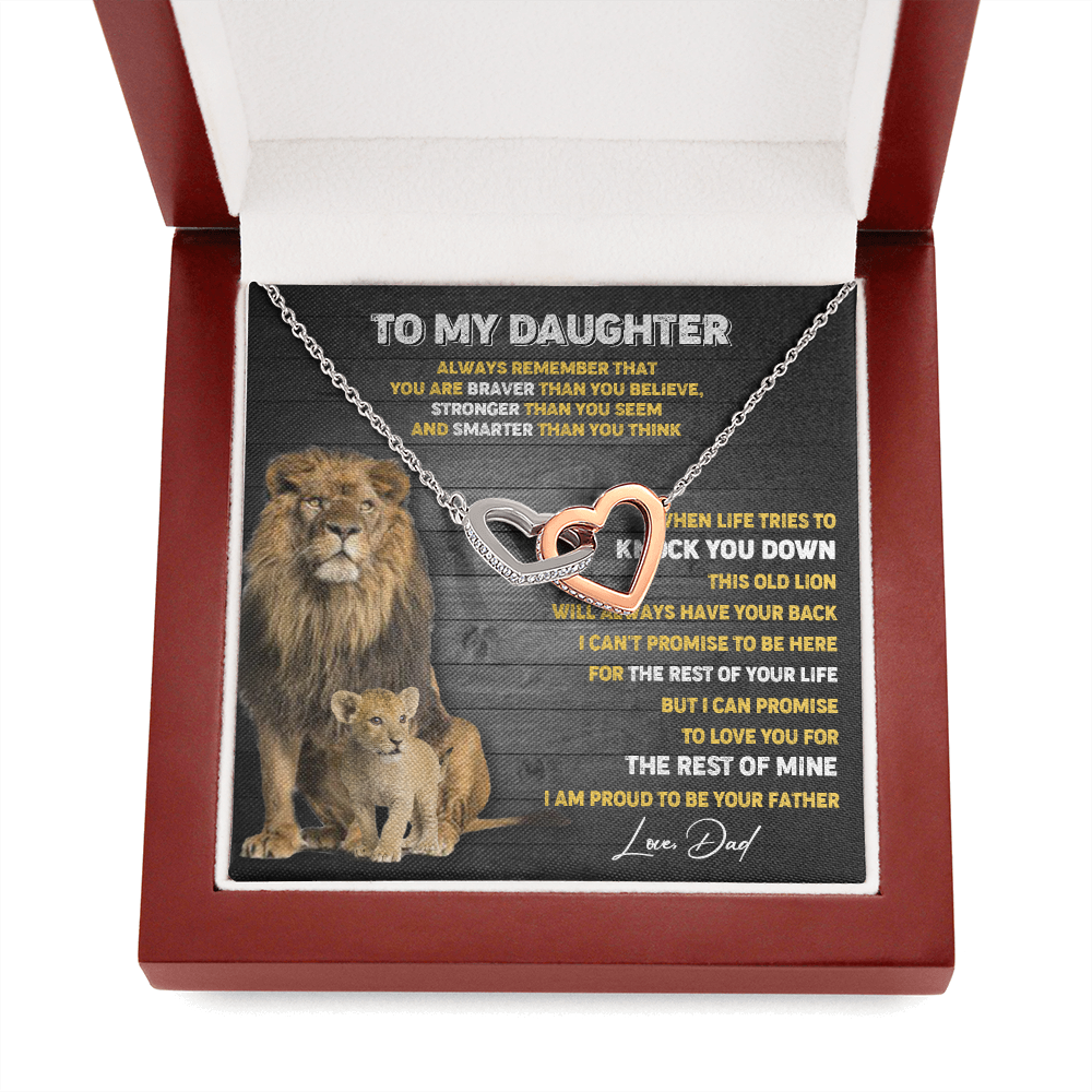 N374D To My Daughter Necklace, Xmas Gift For Daughter From Dad, Daughter Father Lion