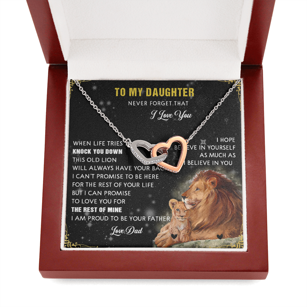N354D To My Daughter Necklace, Gift For Daughter From Dad, Daughter Father Lion