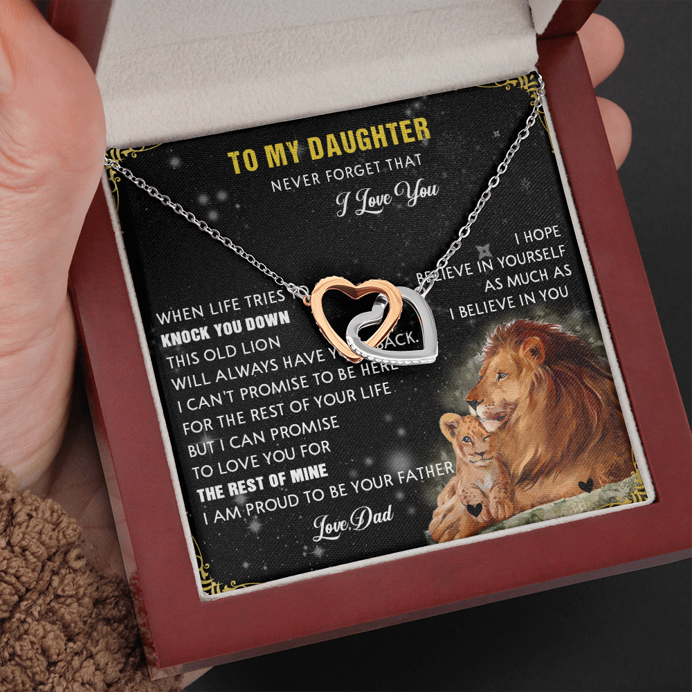 N354D To My Daughter Necklace, Gift For Daughter From Dad, Daughter Father Lion