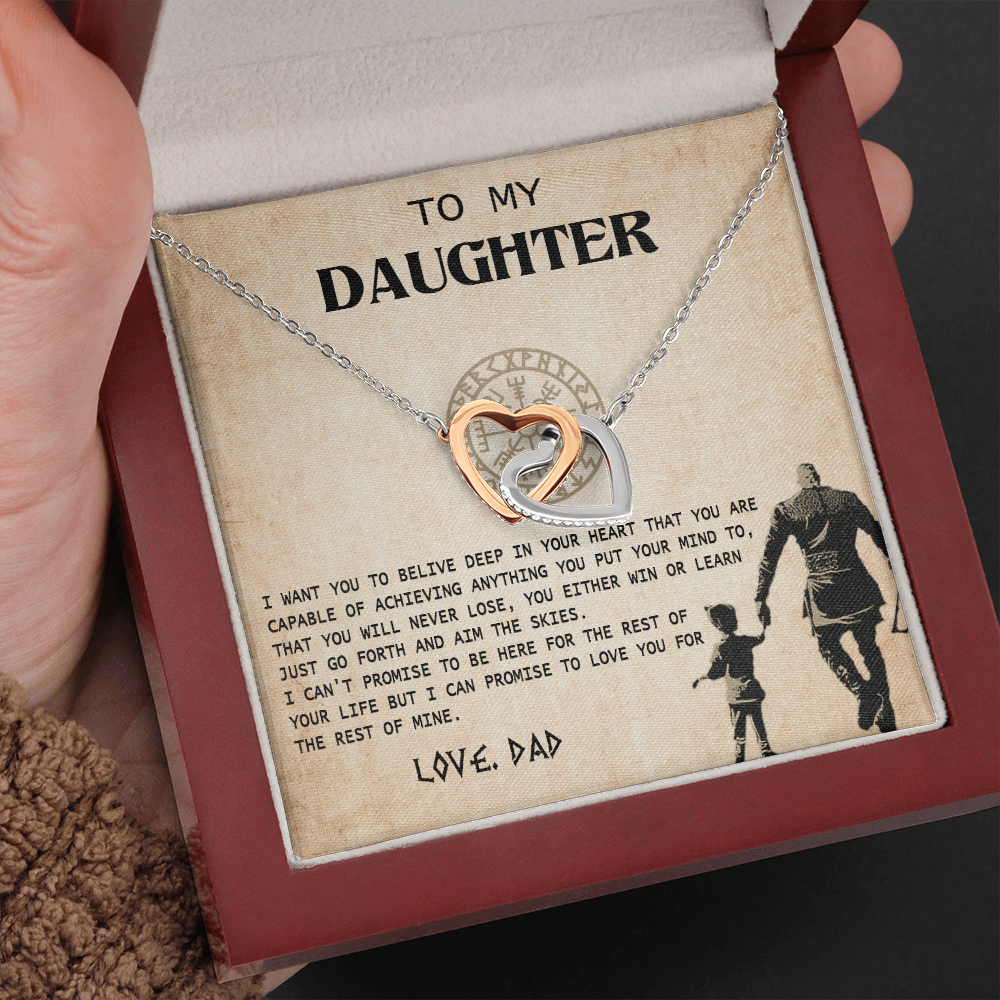 N370D To My Daughter From Viking Dad - Gift For Viking Daughter Love Knot Necklace