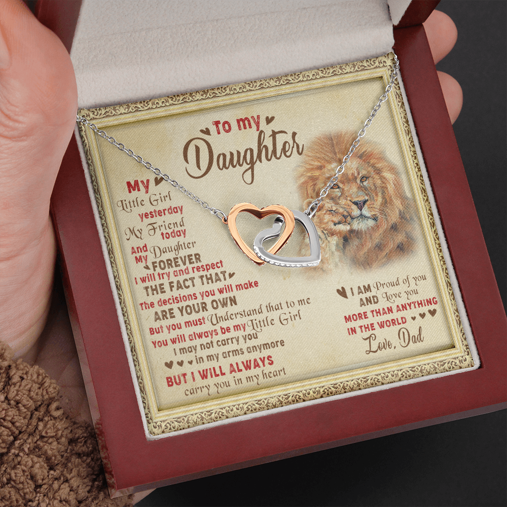 143D Necklace To My Daughter Lion, I Love Daughter Lion Dad Gift, Perfect Birth Gift