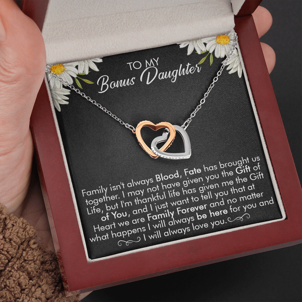 16D Necklace To My Bonus Daughter, Necklace Gift for Daughter/Her, Gift From Dad Mom