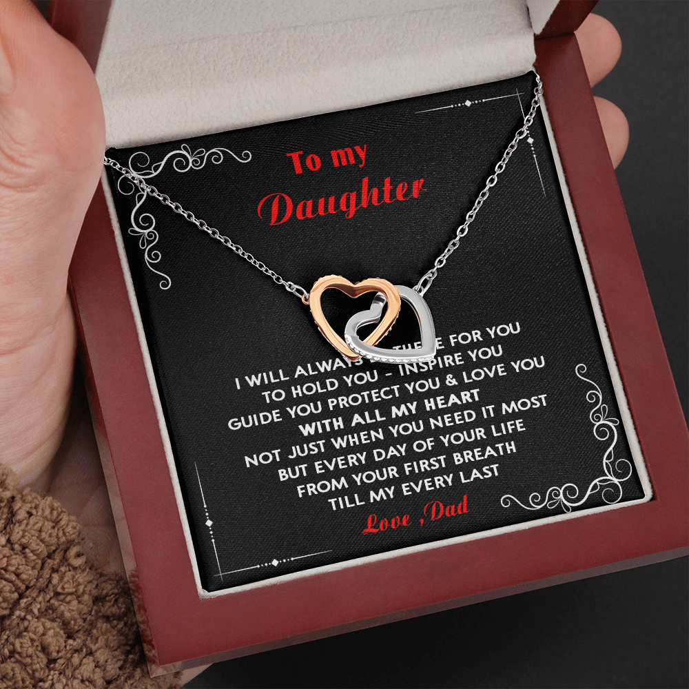 N351D To My Daughter Love Dad - Father and Daughter Necklace Heart Gift from Daddy