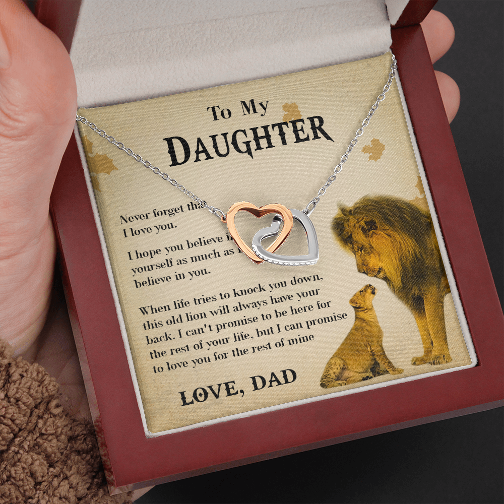 127D Necklace To My Daughter Lion, Daughter Birthday Gift, Lion Dad Necklace Gift