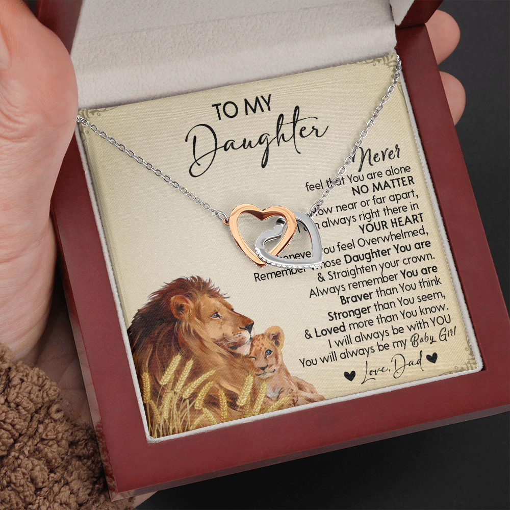 121D Necklace To My Daughter Gift From Lion Dad, You Are My Baby Girl, Birthday Gift