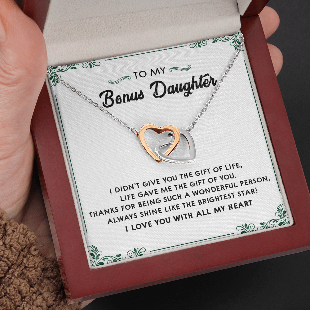 137D Perfect Gift for Bonus Daughter, Daughter Necklace, I Love You With All My Heart