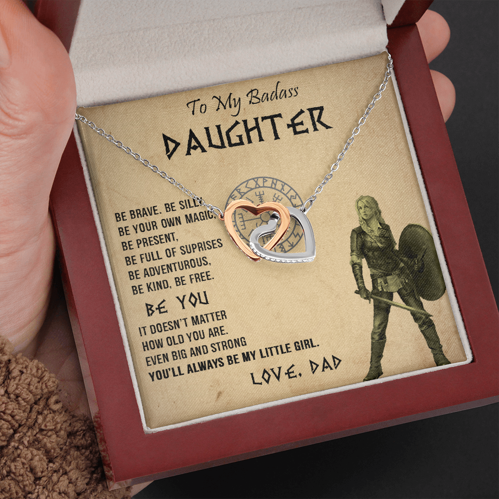 20D Viking Necklace Gift for Badass Daughter, Necklace Gift for Her From Viking Dad