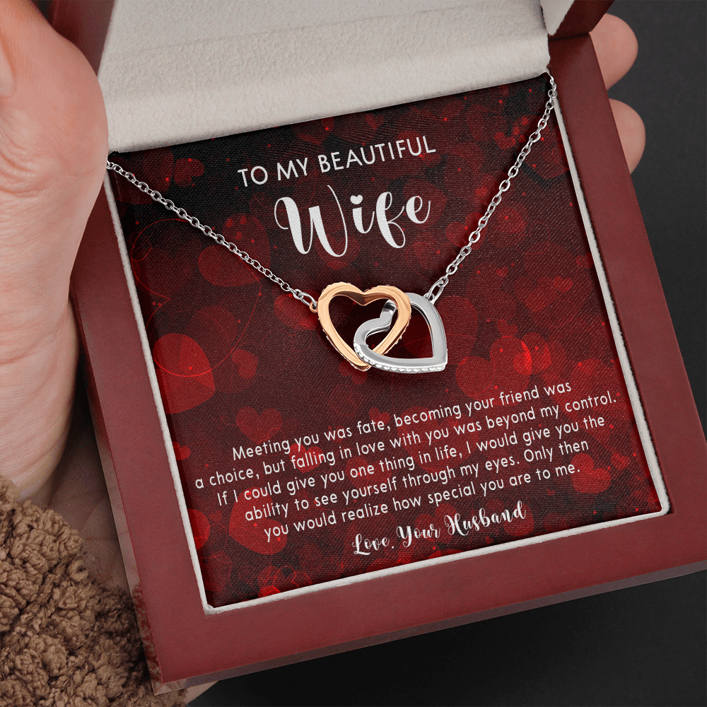 253D Necklace To My Beautiful Wife, Gift for Her From Husband, Couple In Love Gift