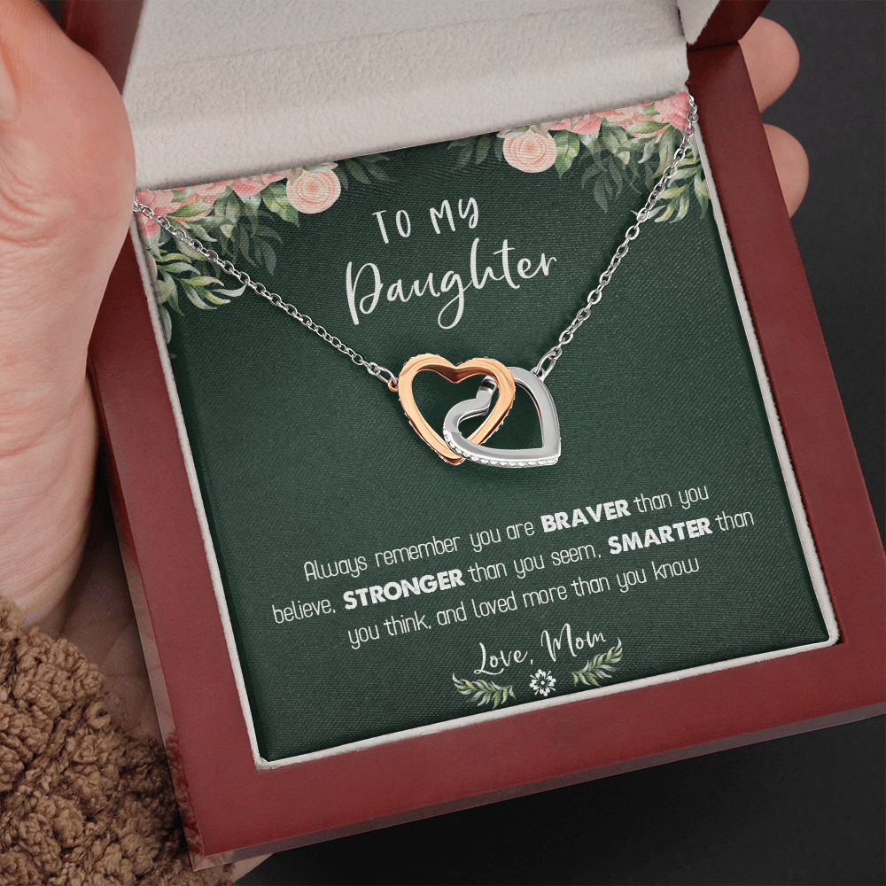 122D Necklace To My Daughter Birthday Gift From Mom, You Are Braver, Stronger,Smarter