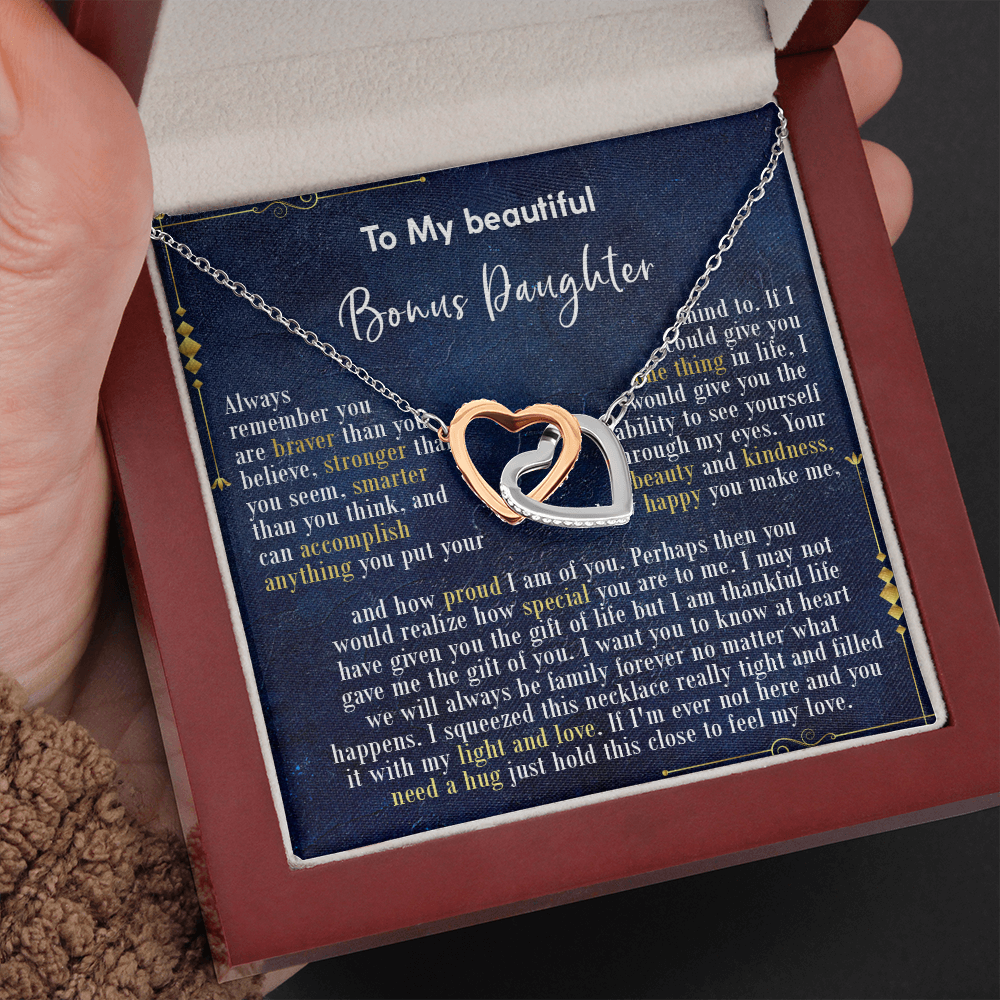 126D Necklace To My Beautiful Bonus Daughter, Daughter Birthday Gift, I Love Daughter