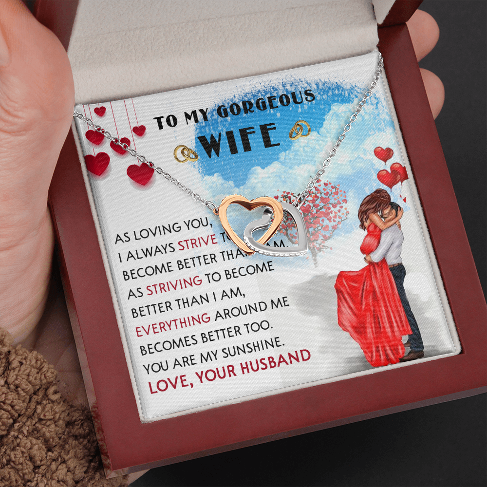252D Necklace To My Gorgeous Wife, Love Gift for Her From Husband, Couple Necklace