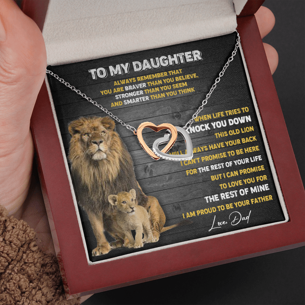N374D To My Daughter Necklace, Xmas Gift For Daughter From Dad, Daughter Father Lion