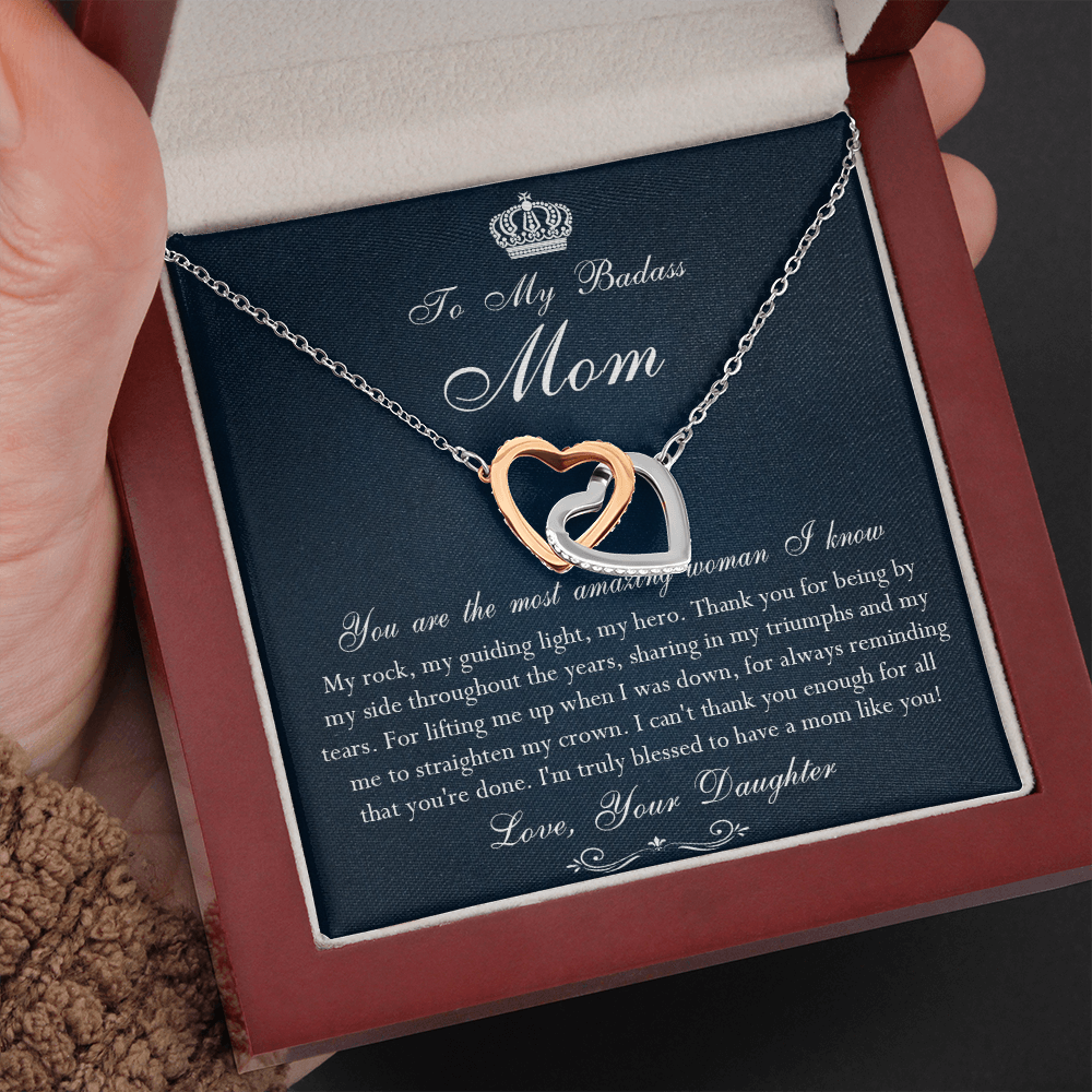 142D Necklace To My Badass Mom, Amazing Woman Necklace, I Love Mom Gift From Daughter