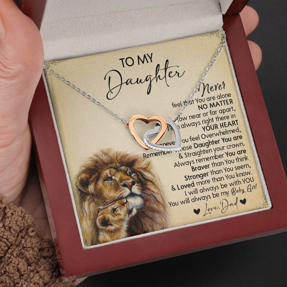 128D Necklace To My Daughter, Gift for Daughter, Birthday Gift, Lion Dad Necklace