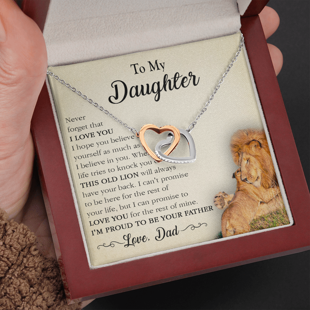 17D Necklace To My Lion Daughter, Necklace Gift for Daughter/Her, Gift From Lion Dad