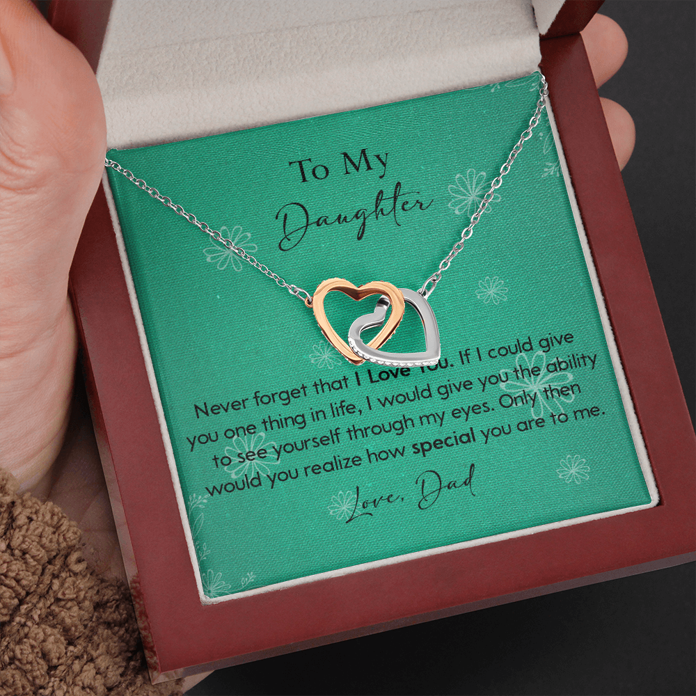 120D Necklace To My Daughter Gift From Dad, Never Forget That I LOVE YOU, Birth Gift