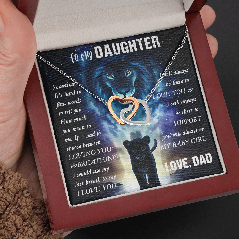 14D To my Lion Daughter Necklace, Lion Dad Gift for Daughter, My Baby Girl Necklace