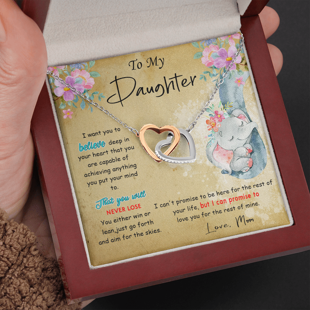 139D To My Daughter Necklace, Perfect Gift for Daughter From Elephant Mom, I Love You