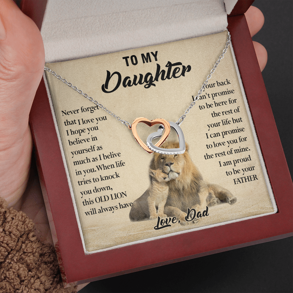 124D Necklace To My Daughter, Lion Daughter Birthday Gift from Lion Dad Necklace
