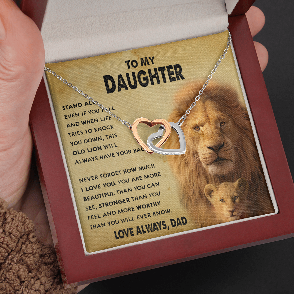 154D To My Daughter Lion, Necklace Gift From Lion Dad, Daughter Birthday Necklace