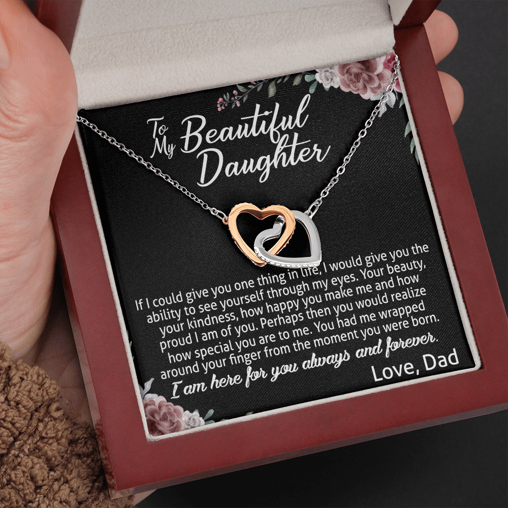 To My Daughter Interlocking Hearts Necklace Gift For Daughter From Dad 474