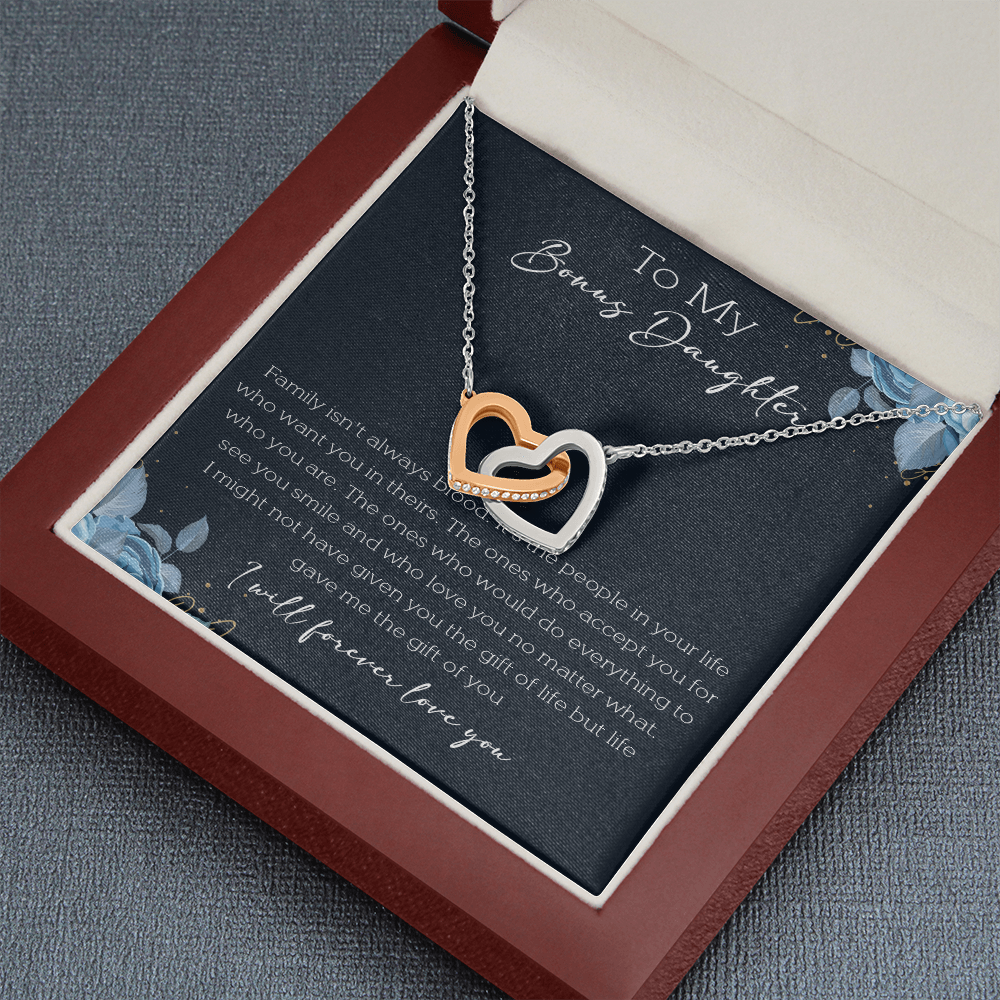 21D Cute Necklace To My Bonus Daughter, Necklace Gift for Her, Daughter From Mom Dad