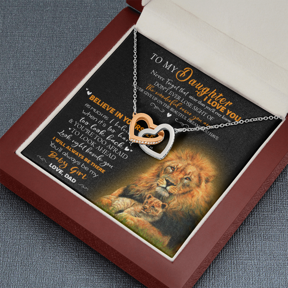 8D To My Daughter Necklace, Gift for Her/Women, Love You Daughter Lion Dad Necklace