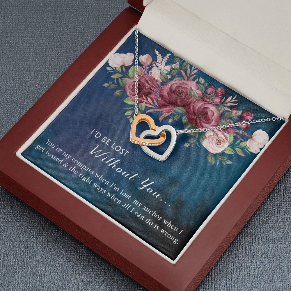 174D Necklace Gift for Girlfriend Wife, I'd Be Lost Without You Valentines Day Gifts