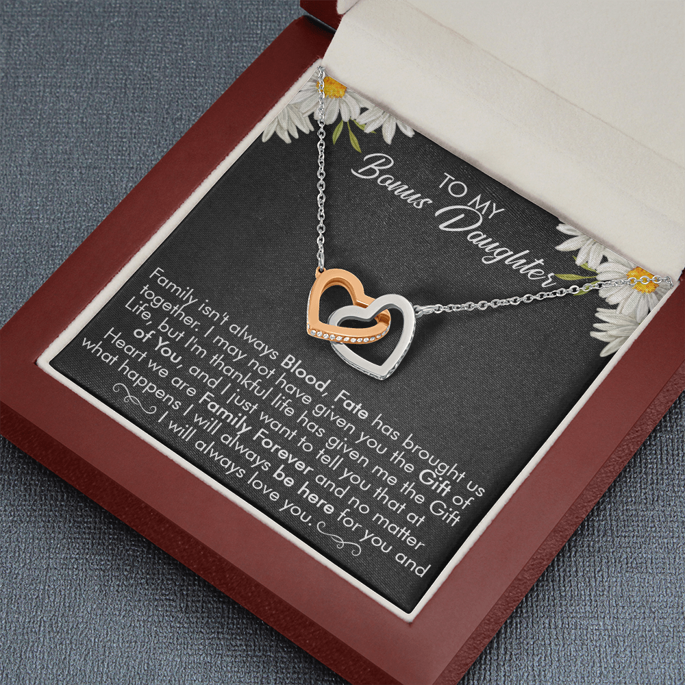 16D Necklace To My Bonus Daughter, Necklace Gift for Daughter/Her, Gift From Dad Mom