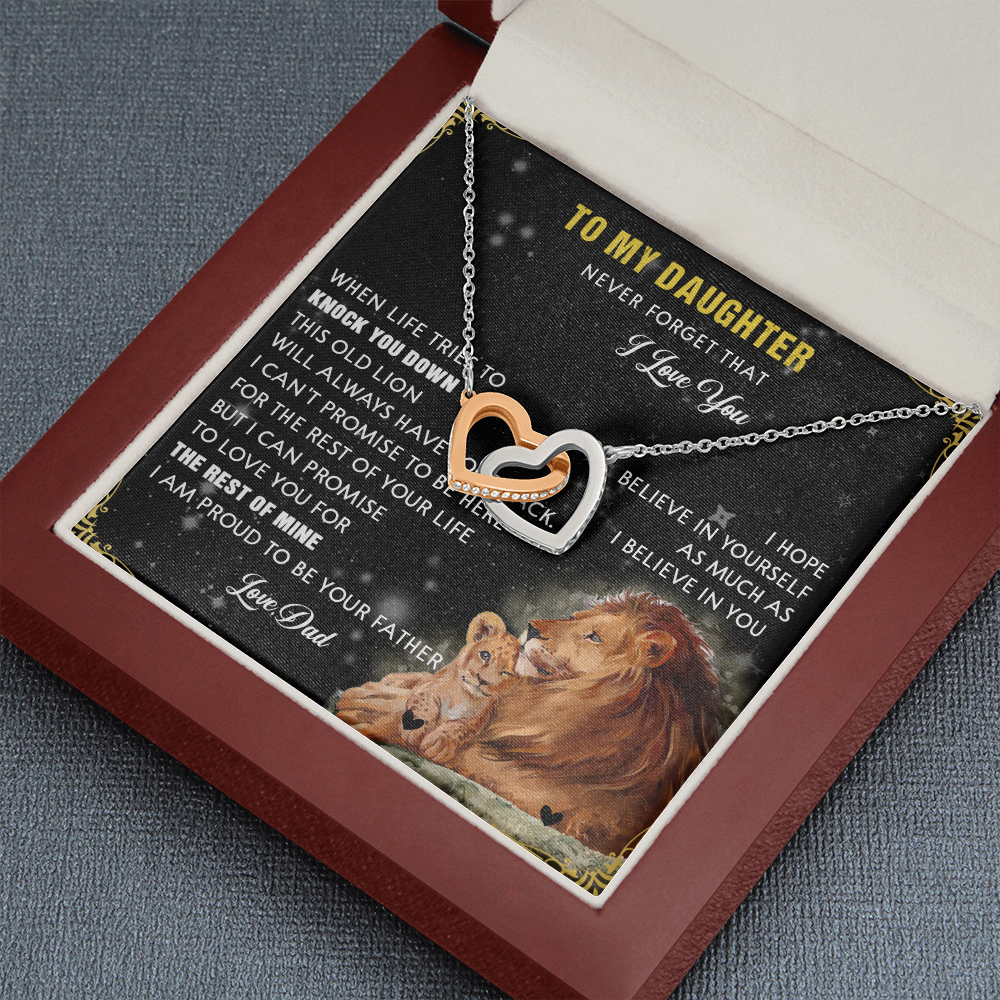N354D To My Daughter Necklace, Gift For Daughter From Dad, Daughter Father Lion