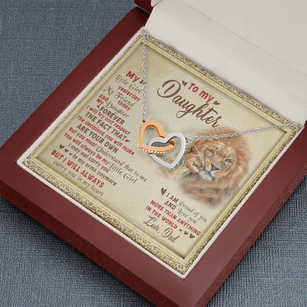 143D Necklace To My Daughter Lion, I Love Daughter Lion Dad Gift, Perfect Birth Gift