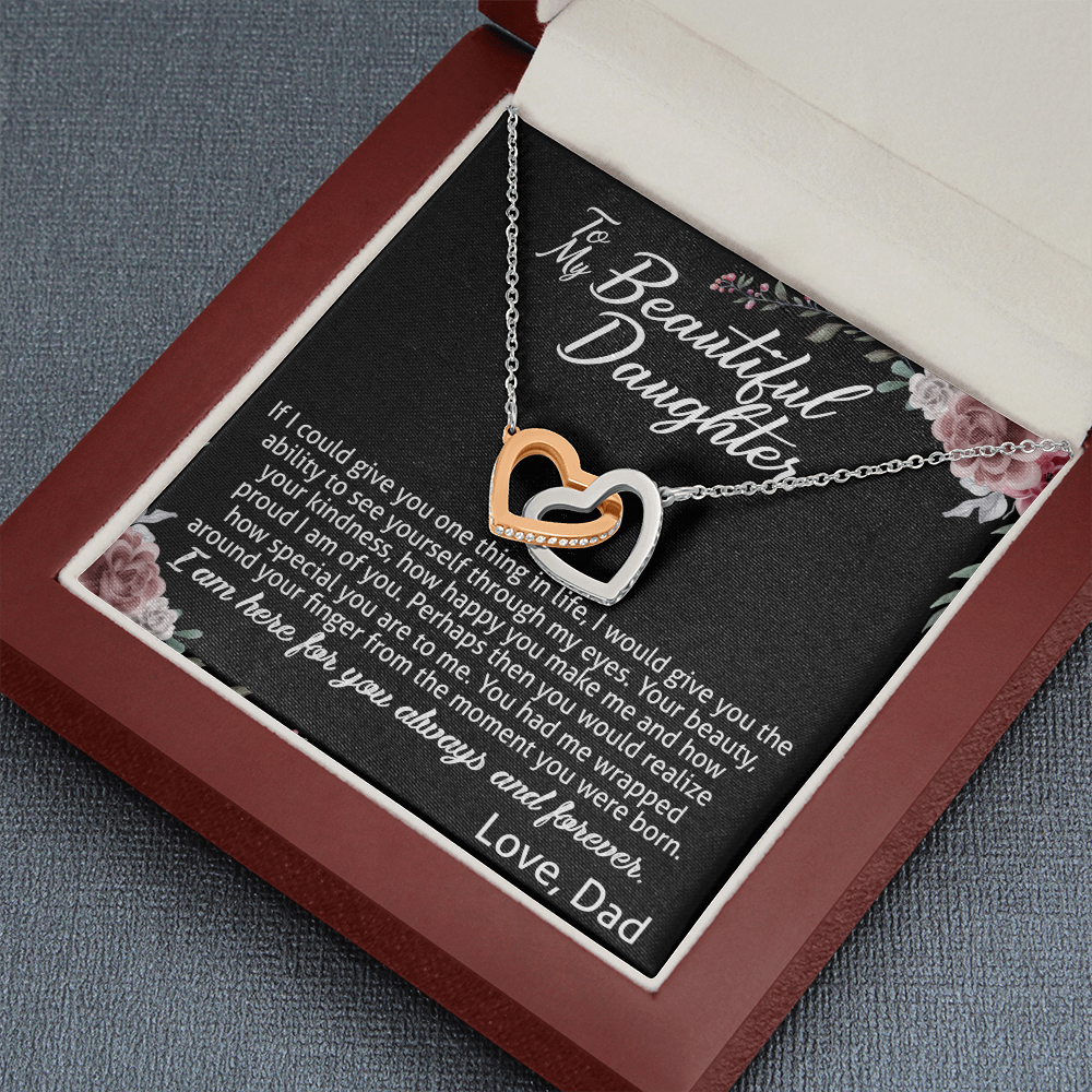 To My Daughter Interlocking Hearts Necklace Gift For Daughter From Dad 474
