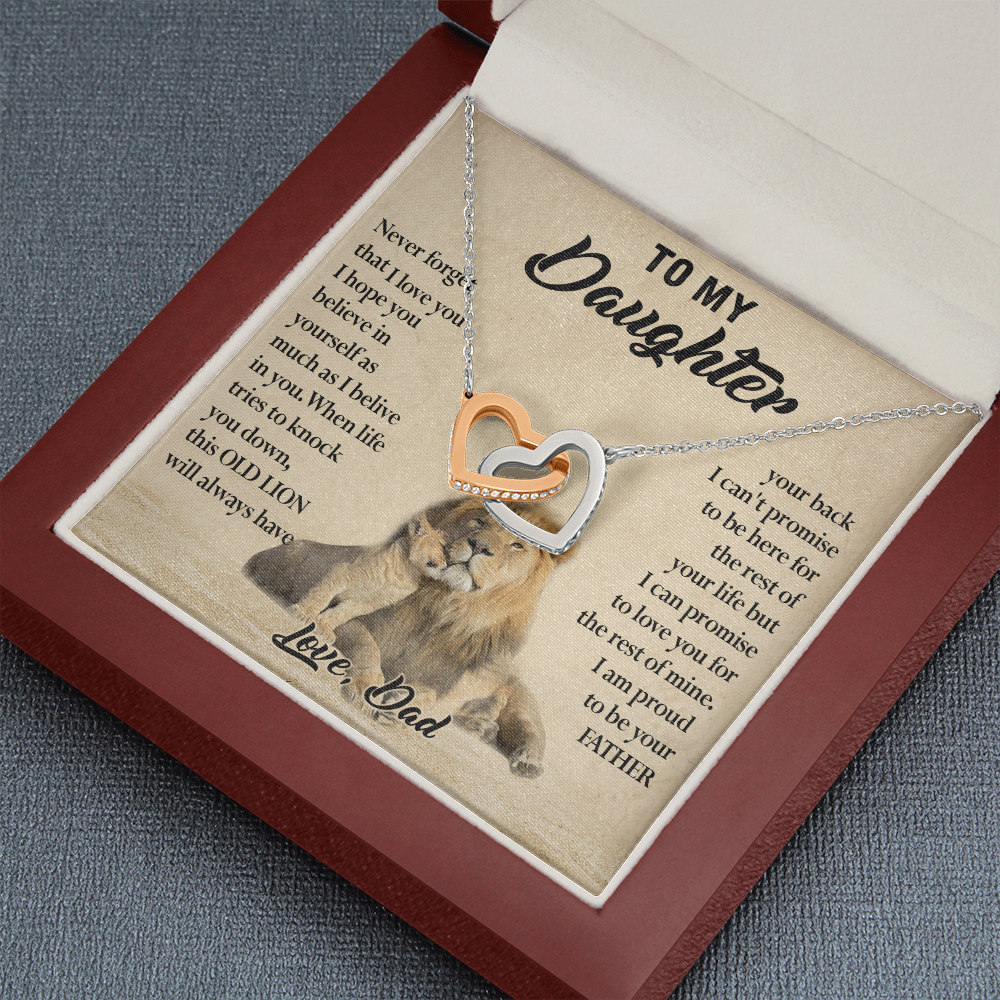 124D Necklace To My Daughter, Lion Daughter Birthday Gift from Lion Dad Necklace