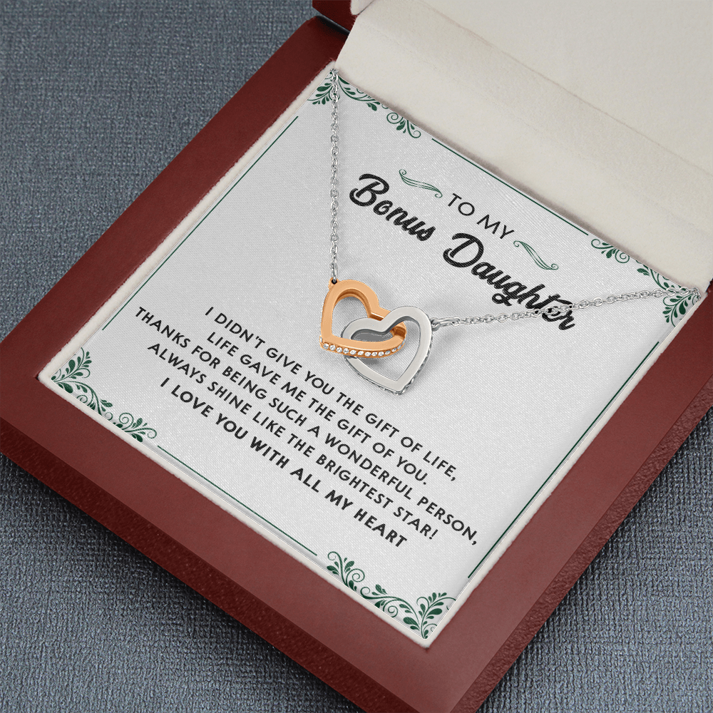 137D Perfect Gift for Bonus Daughter, Daughter Necklace, I Love You With All My Heart