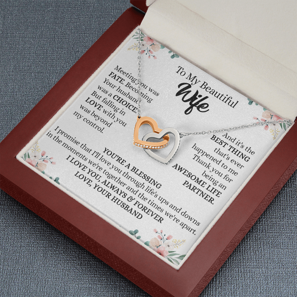 201D To my Beautiful Wife, Wife Necklace Gift from Husband, Valentine's Day Necklace
